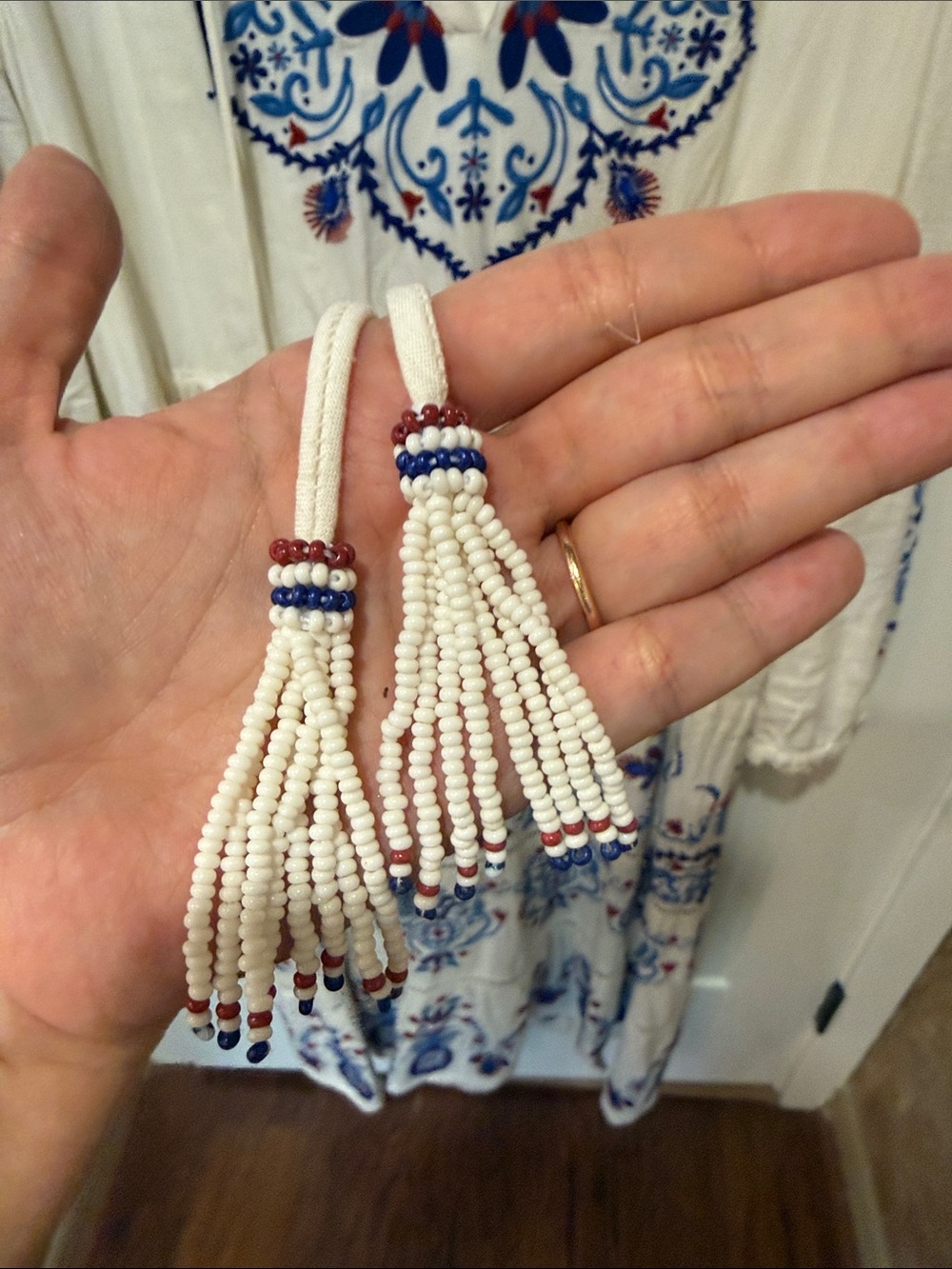 FARM Rio White Maxi Dress with Blue and Red Embroidery - Picture 6 of 12